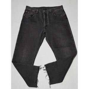 Levi's 501 Jeans Mens 32 x 26 Black  Button Fly Dark Wash